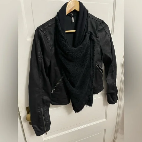 Free People Drape Front Moto jacket size 0 - Picture 9 of 10